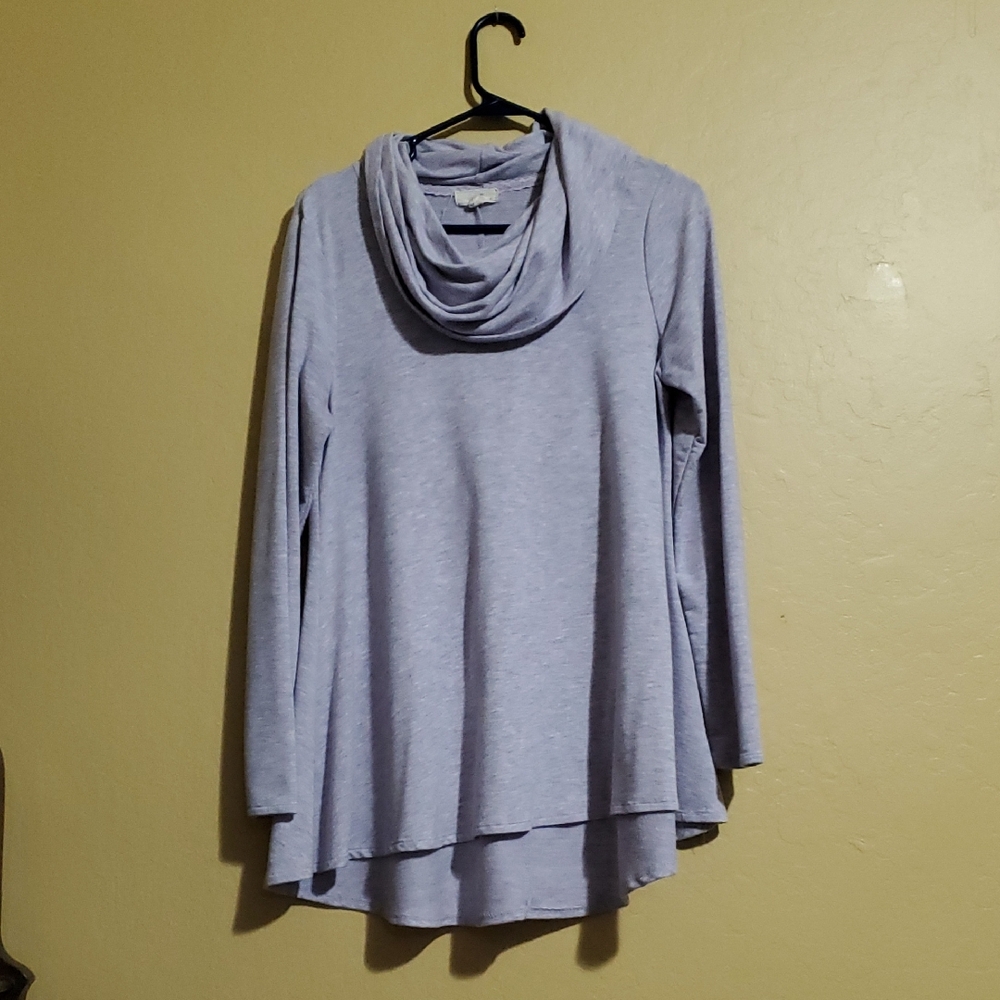 Light Purple Cowl Neck Long Sleeve Top